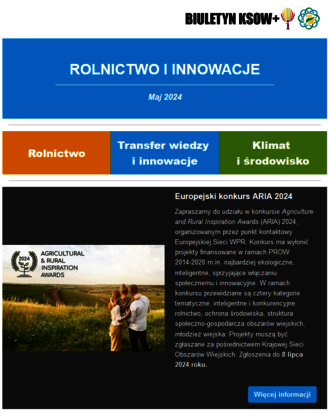 Obrazek odsyła do biuletynu KSOW+ Rolnictwo i innowacje wydanie maj 2024