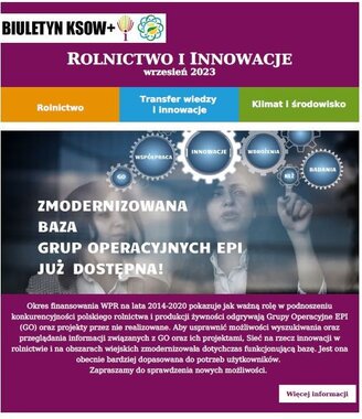 Obrazek odsyła do biuletyny KSOW+ Rolnictwo i innowacje wrzesień 2023