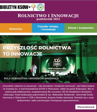 Obrazek odsyła do biuletyny KSOW+ Rolnictwo i Innowacje - październik 2023