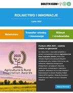 Obrazek przedstawia okładkę lipcowego biuletynu KSOW+ "Rolnictwo i innowacje"