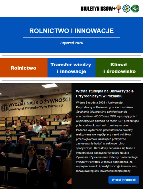 Obrazek przedstaiwa okładkę styczniowego wydania biuletynu ksow+