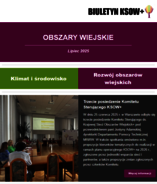 Obrazek przedstawia okładkę lipcowego wydania biluetynu KSOW+ z zakresu obszarów wiejskich