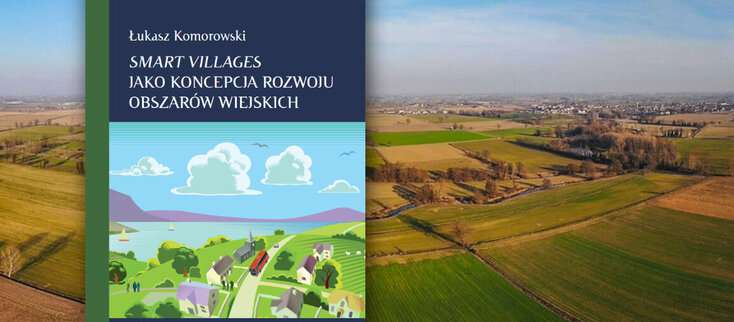 Obrazek przedstawia okladkę broszury na tle pól uprawnych z lotu ptaka