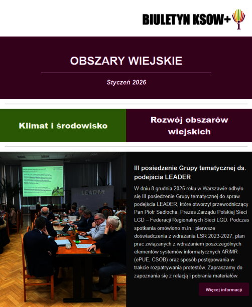 Obrazek przedstaiwa okładkę styczniowego wydania biuletynu ksow+