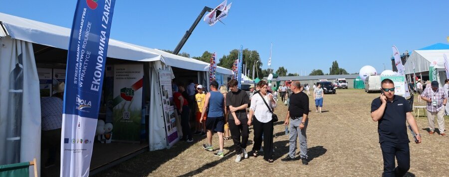 Zdjęcie przedstawia widok stoiska w strefie nauki i doradztwa. Namiot wystawienniczy i i uczestnicy.