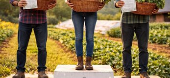 Obrazek przedstawia ogrodników na podium