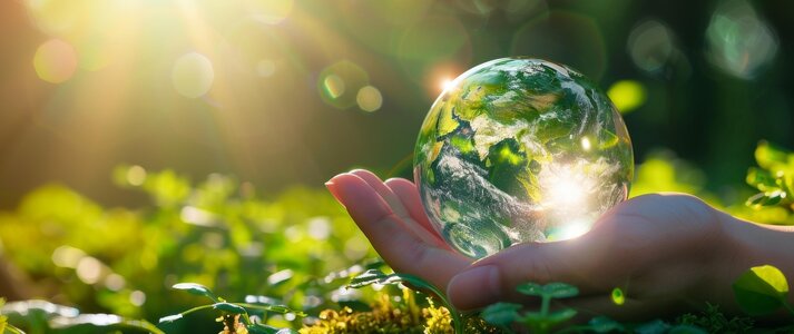 Zdjęcie przedstawia rękę trzymająca kulę ziemską